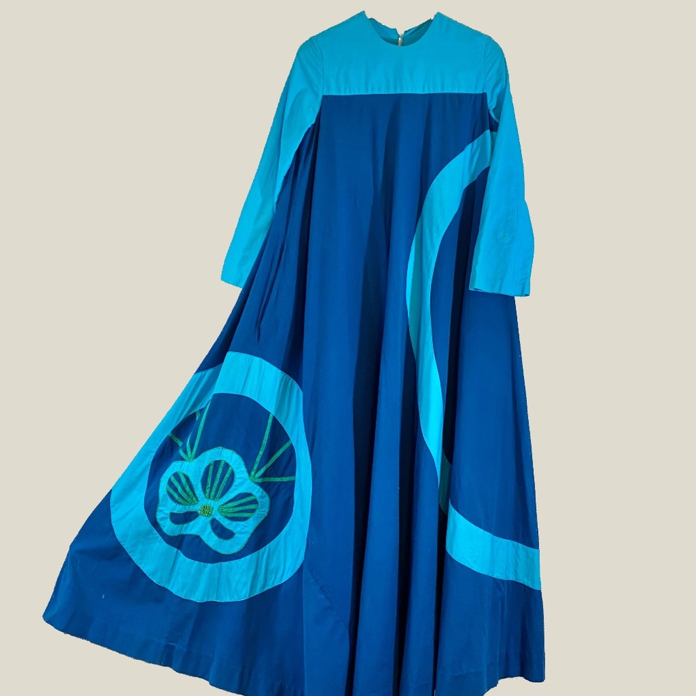 Vintage Opus 1 Diana Martin Applique Caftan Mumu Dress One Size Fits All